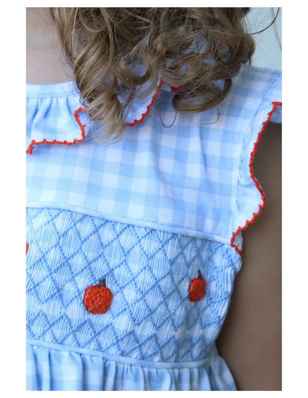 Gingham Smocked Pumpkins - Bloomer Set
