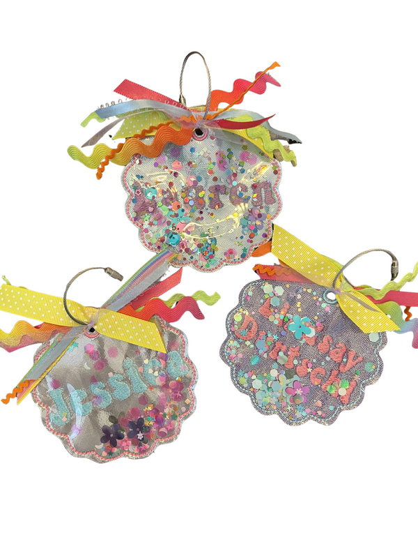 Embroidered Sequined Bag Name Tag
