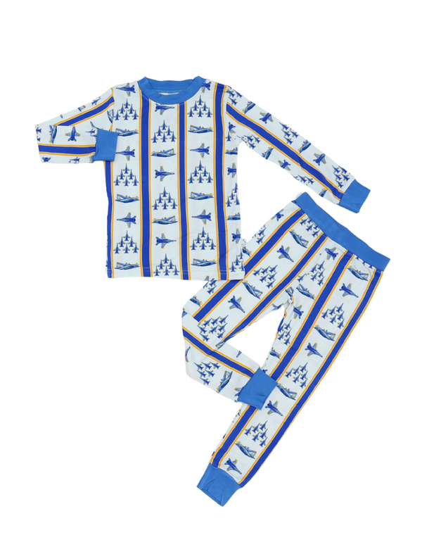 Main Street Bamboo 2 Piece PJs - Blues Stripes