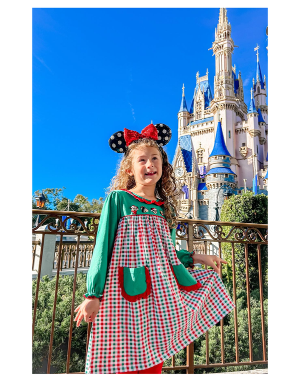 Long Sleeve Gracie Dress - Very Merry Christmas French Knot