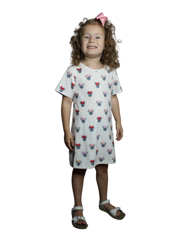 Sadie Swing Dress - Pink Watercolor Mouse