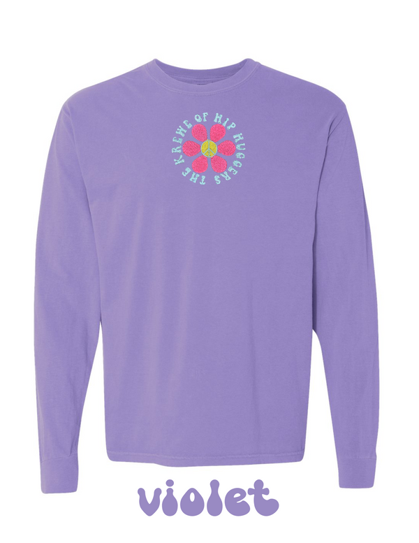 KOHH PEACE SIGN FLOWER EMBROIDERED LONG SLEEVE TEE