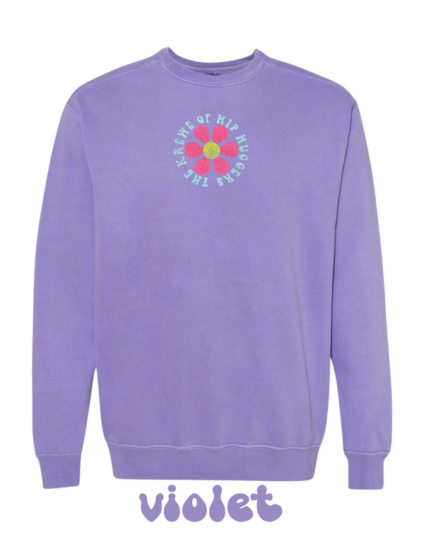 KOHH PEACE SIGN FLOWER EMBROIDERED SWEATSHIRT