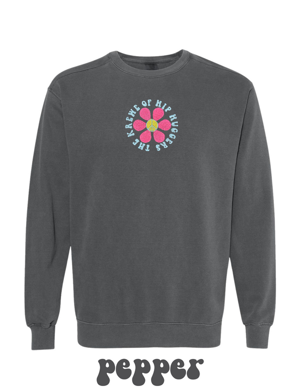 KOHH PEACE SIGN FLOWER EMBROIDERED SWEATSHIRT