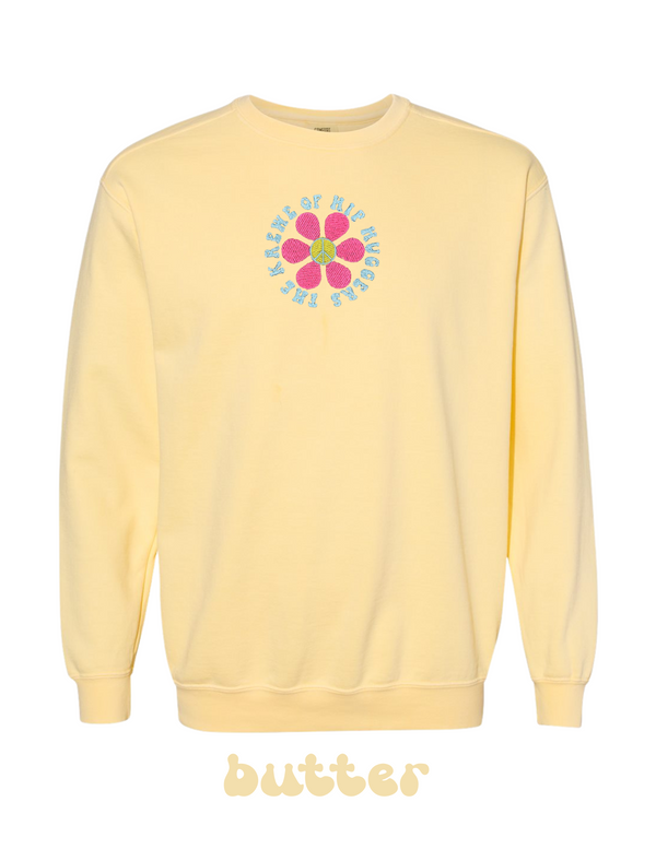 KOHH PEACE SIGN FLOWER EMBROIDERED SWEATSHIRT