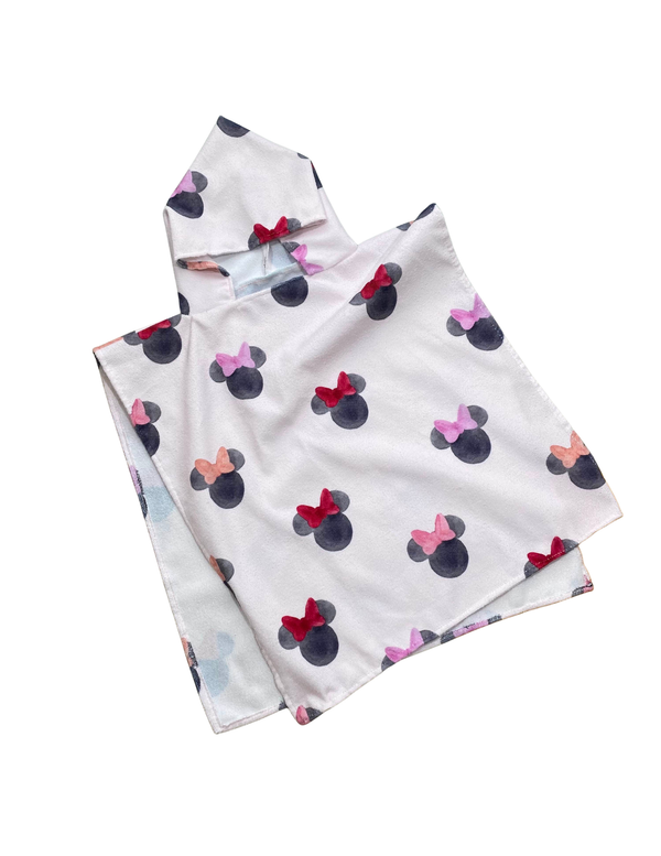 Poncho Hooded Towels - Pink Watercolor Mouse