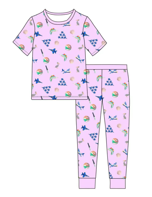 PREODER ETA JUNE: Main Street Bamboo 2 Piece Short Sleeve PJs - Pensacola "Where Florida Begins" Pinkie Purple Paradise