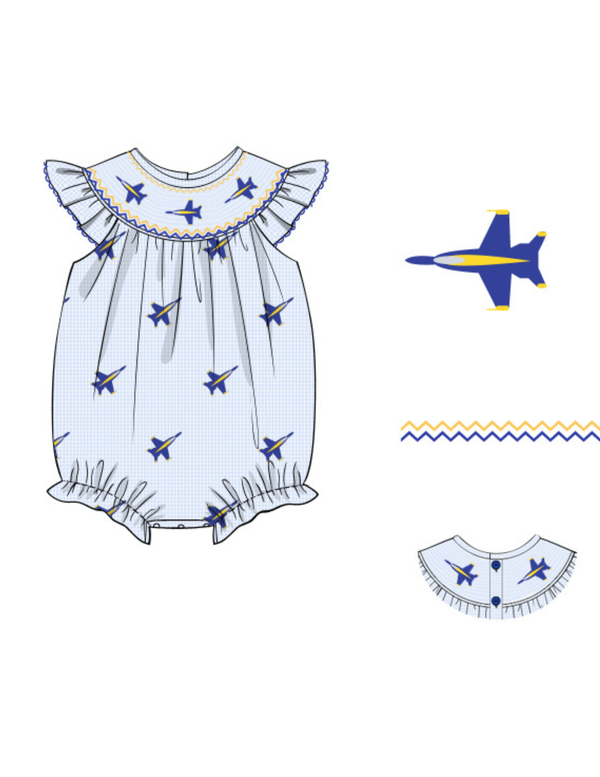 PREORDER 23 ETA JUNE: Hometown Blues Smocked Collection - Beatrice Bishop Bubble