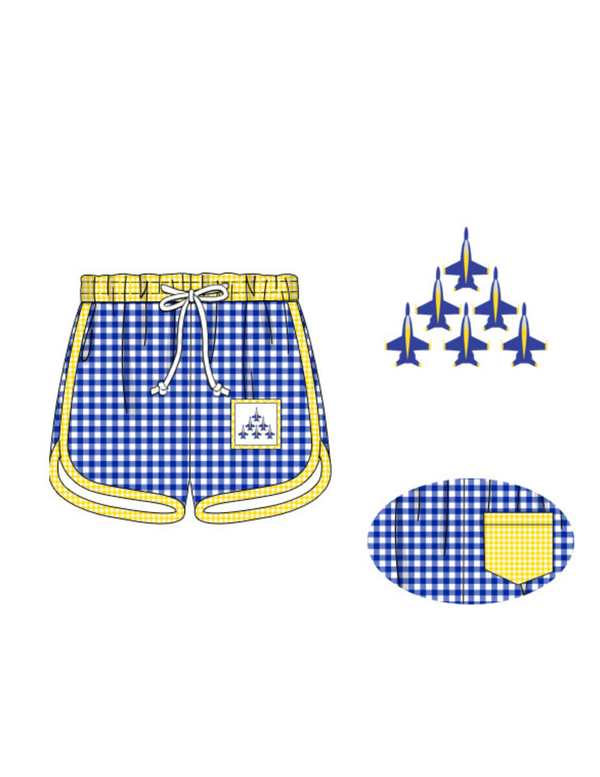 PREORDER 23 ETA JUNE: Delta Blues Smocked Swim Collection - Swim Shorts