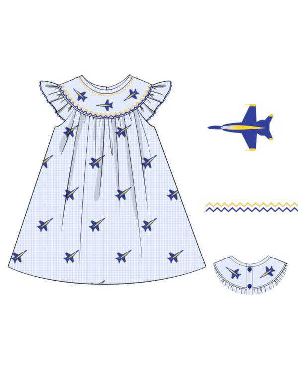 PREORDER ETA JUNE: Hometown Blues Collection - Beatrice Smocked Bishop Dress