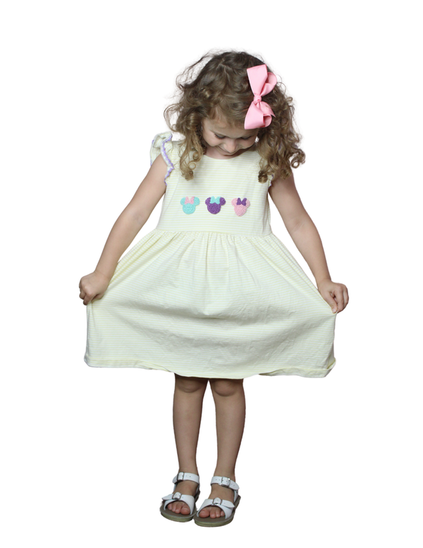 Bella French Knot Knit Dress - Pastel Bow Mouse