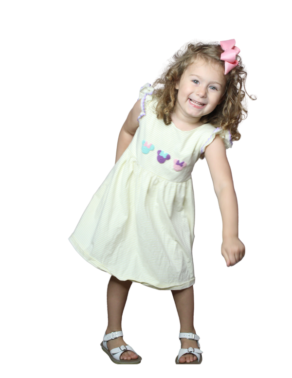 Bella French Knot Knit Dress - Pastel Bow Mouse