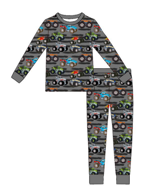 PREORDER ETA OCTOBER: Main Street Bamboo 2 Piece PJs - Monster Trucks