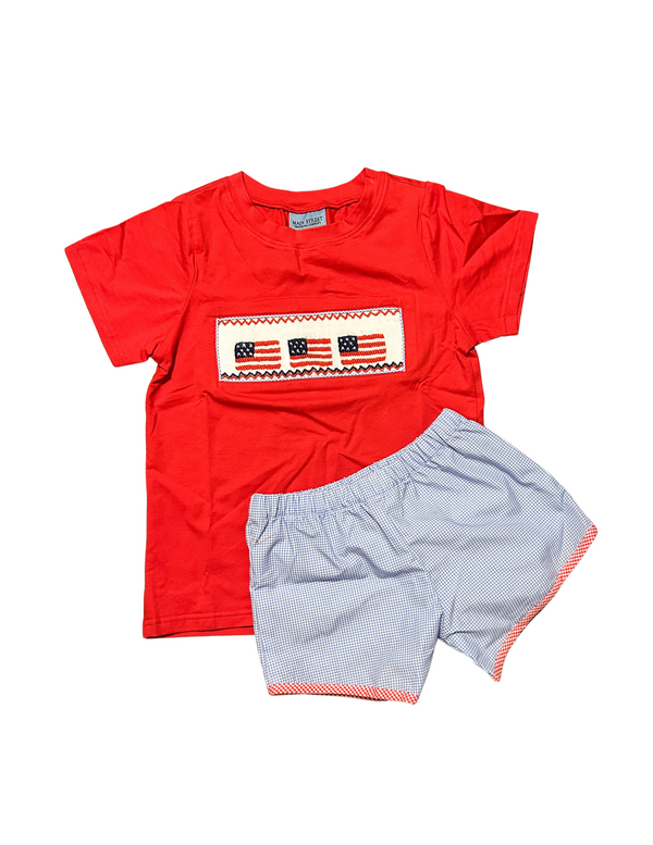 American Flags Smocks - Boy Shorts Set