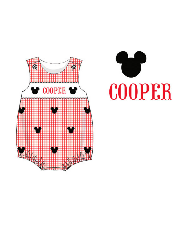 Personalized Mr. Mouse Smocked Cobblestone Bubble