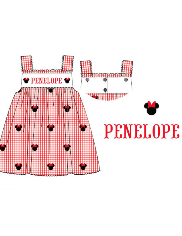 Personalized Miss Mouse Smocked Dress