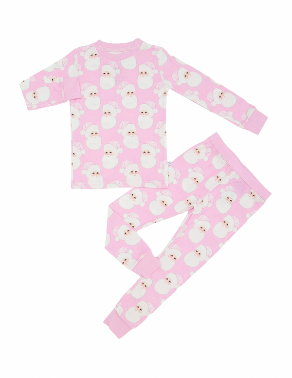 Main Street Bamboo 2 Piece PJs -  Pink Santas