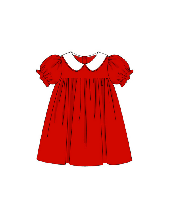 Penelope Peter Pan Collar Dress (Knit) - Regal Red