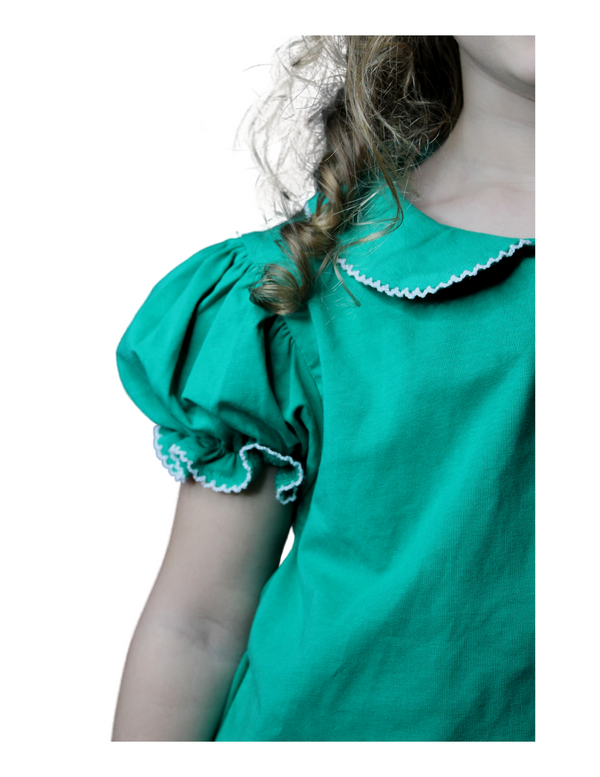 Rosie's Peter Pan Collar Top - Sawgrass Green