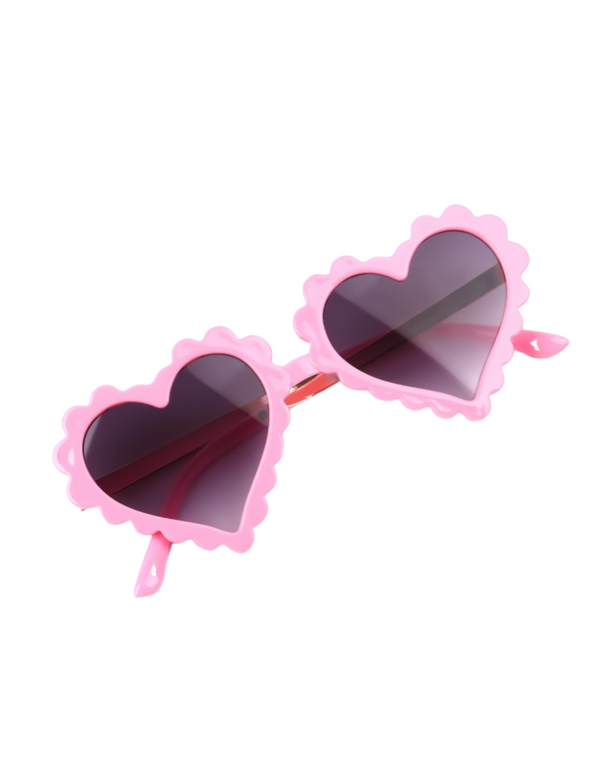 Ruffled Heart Sunglasses - Pink