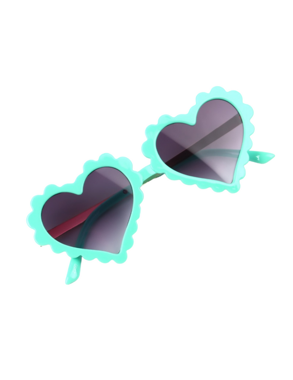 Ruffled Heart Sunglasses - Aqua