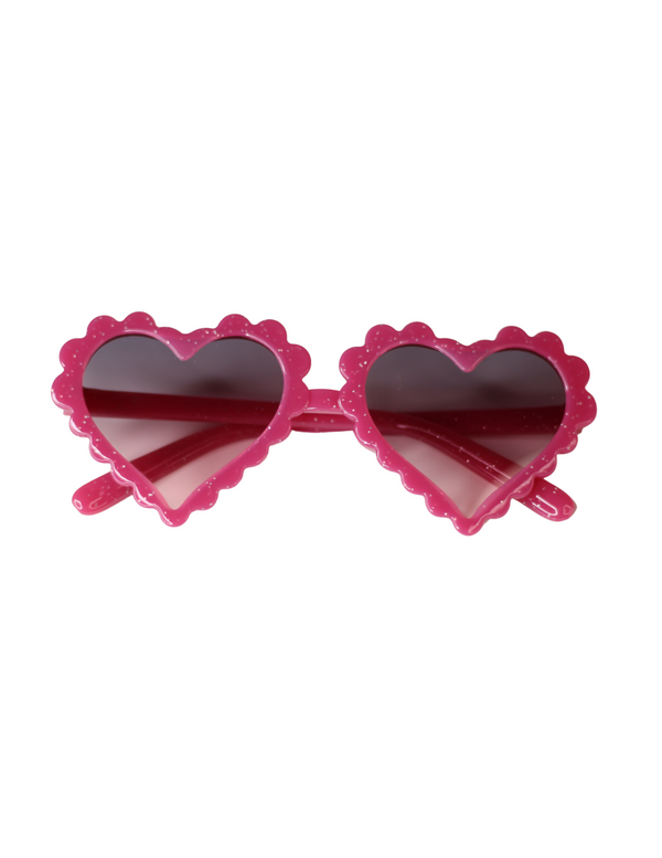 Sparkle Scalloped Heart Sunglasses - Hot Pink