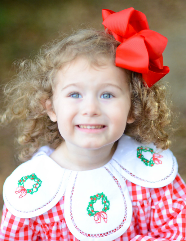 Christmas Wreath Embroidered Dress Main Street Smocking Company Christmas Wreath Embroidered Dress Main Street Smocking Company