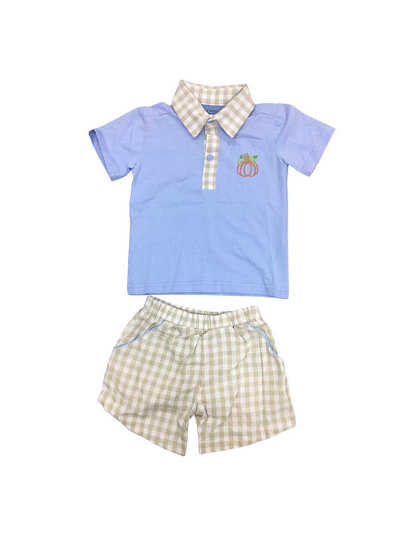 Classic Embroidered Pumpkins Polo & Shorts Set