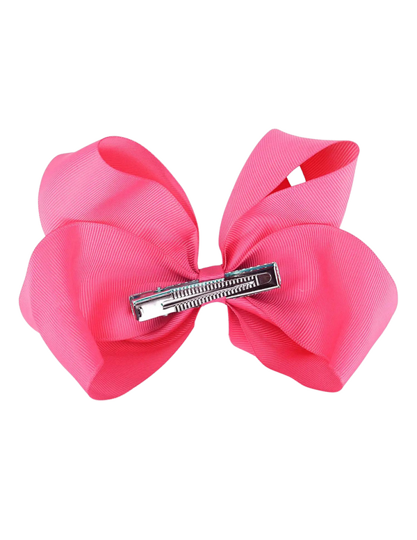 Small Grosgrain Hair Bow - Hot Pink