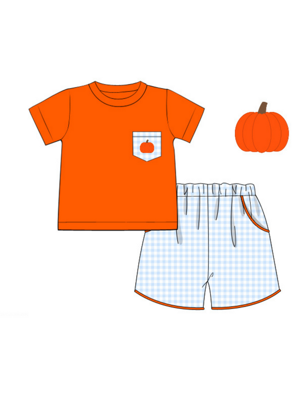 James Pocket Tee & Shorts Set : Gingham Pumpkin