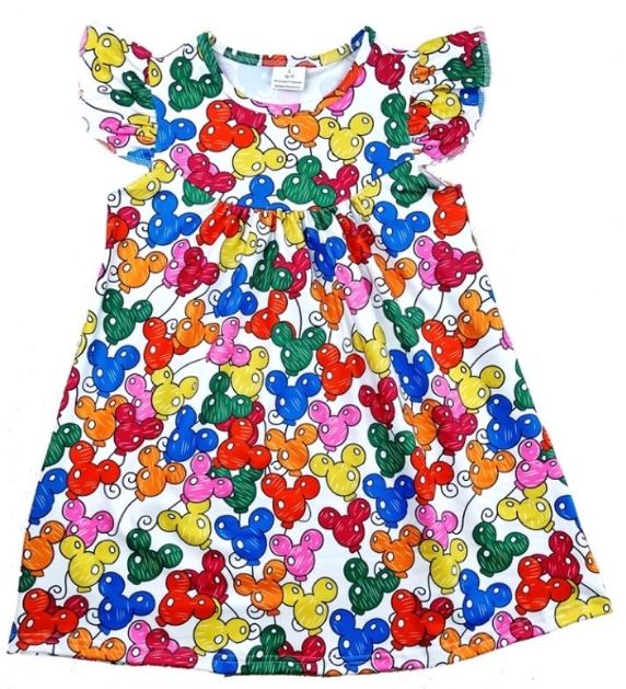Magical Flutter Sleeve Dress - Mickey Balloons